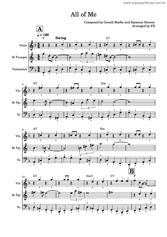Partitura da música All Of Me – Seymour Simons All Of Me – Fa V8