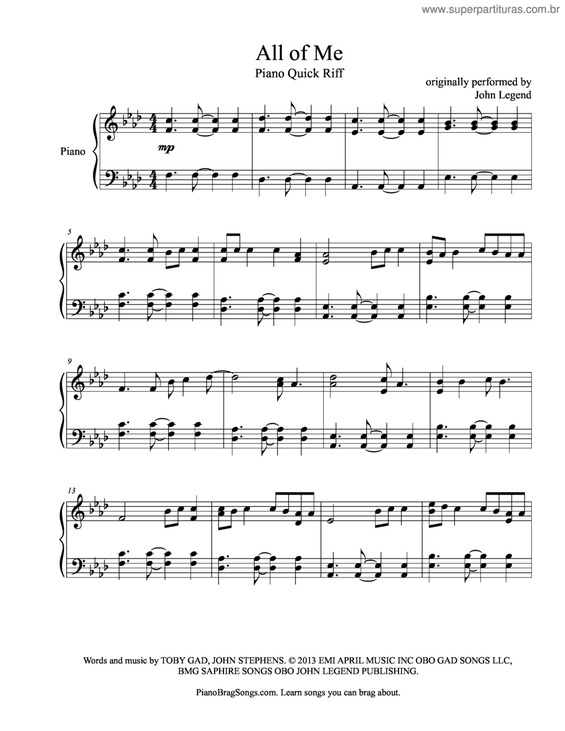 Partitura da música All of me v.2