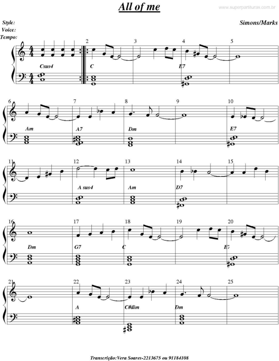 Partitura da música All Of Me