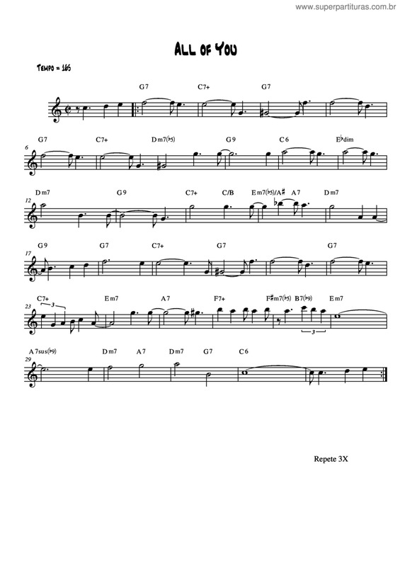 Partitura da música All Of You