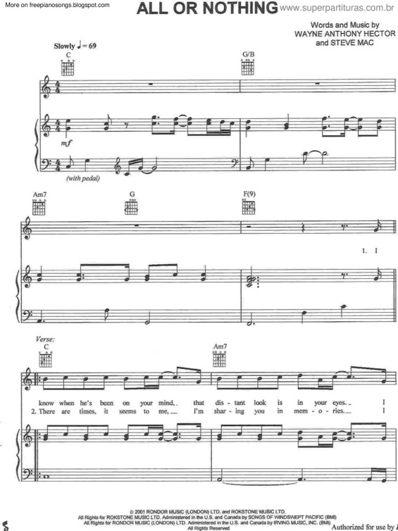 Partitura da música All Or Nothing v.3