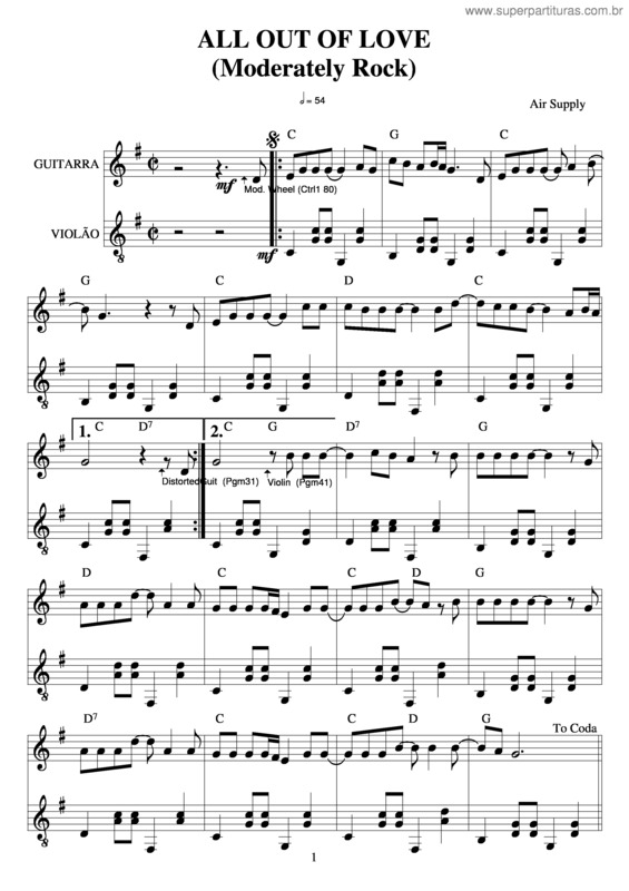 Partitura da música All Out Of Love v.4