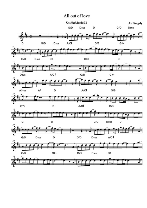 Partitura da música All Out of Love v.8