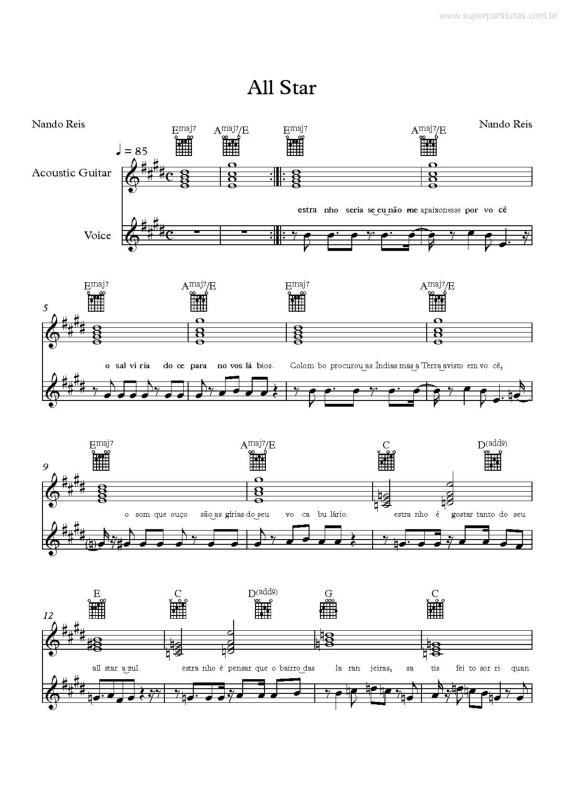 Partitura da música All Star v.2