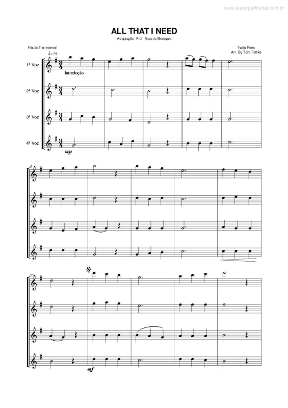 Partitura da música All That I Need