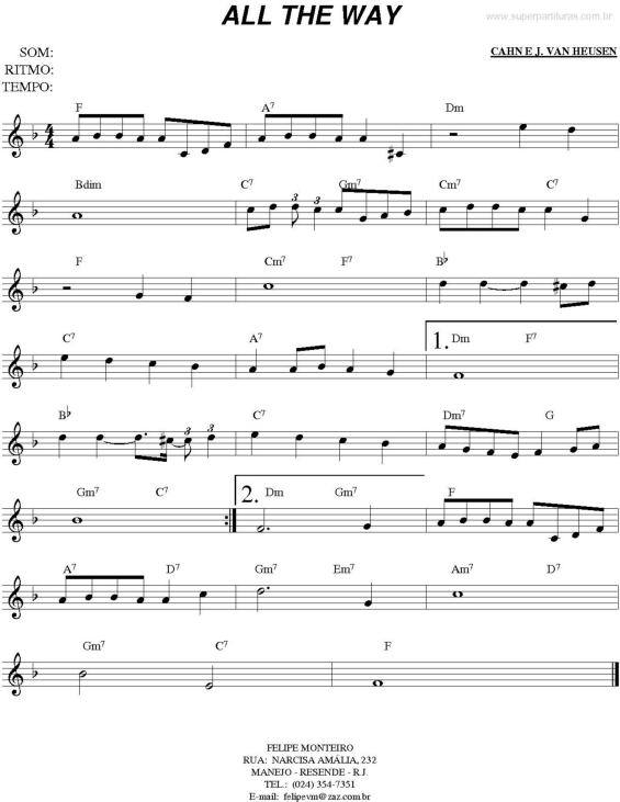 Partitura da música All the way