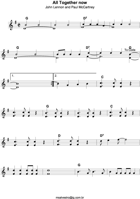 Partitura da música All Together Now v.4