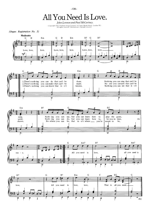 Partitura da música All You Need Is Love v.3