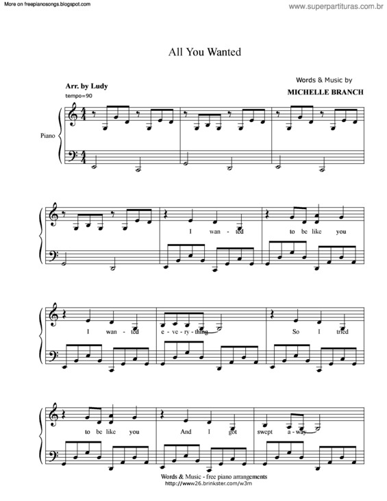 Partitura da música All You Wanted v.2