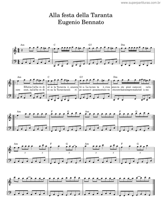 Partitura da música Alla Festa Della Taranta – Eugenio Bennato