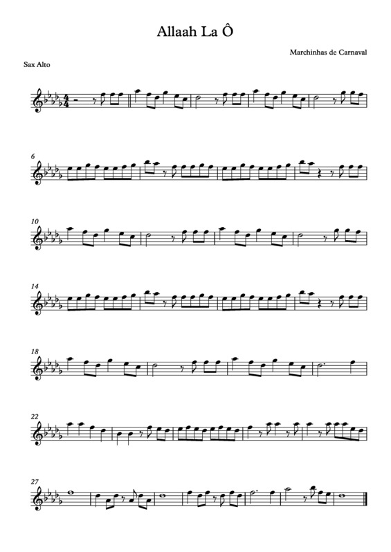 Partitura da música Allaah La Ô v.5