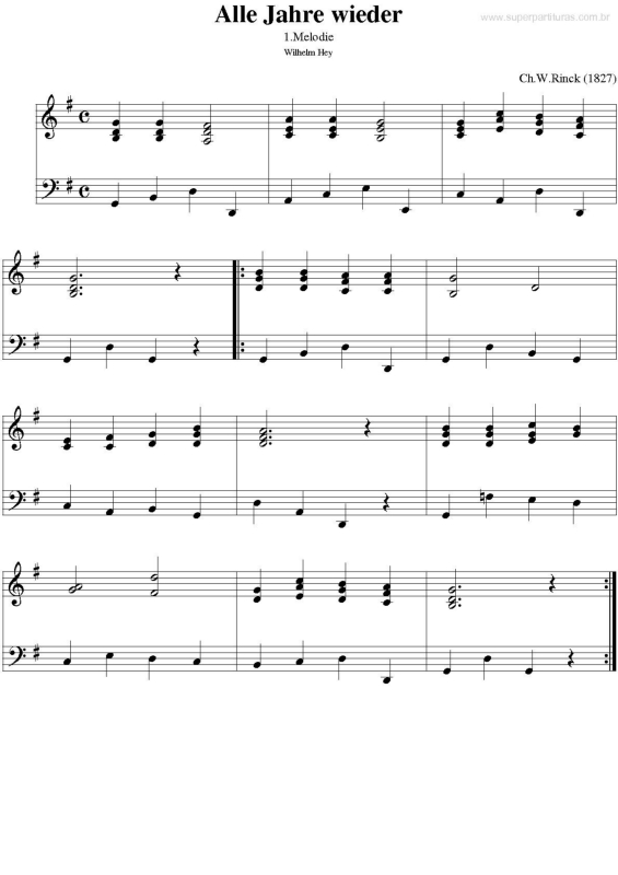 Partitura da música Alle Jahre Wieder