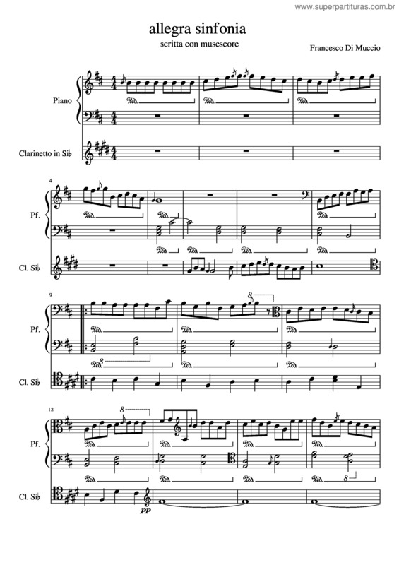 Partitura da música Allegra Sinfonia