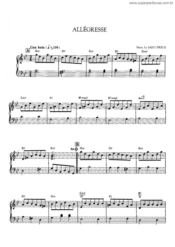 Partitura da música Allégresse