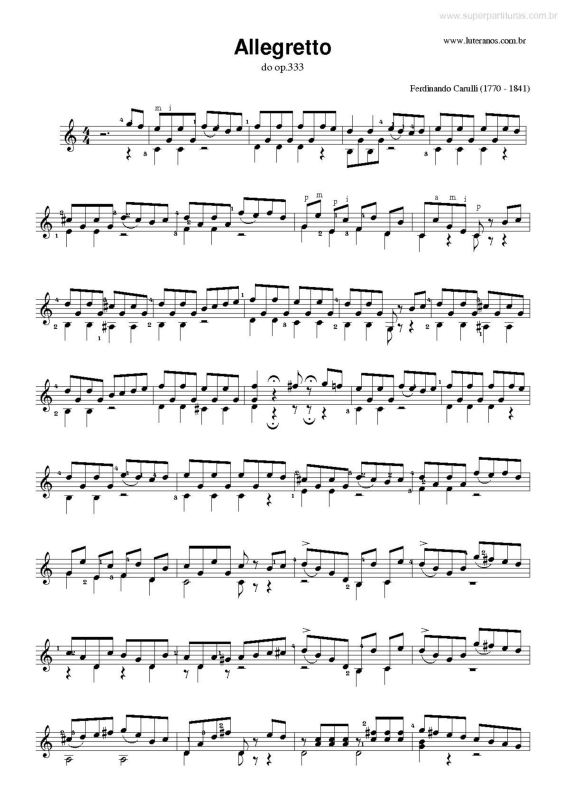 Partitura da música Allegretto (Op. 333)
