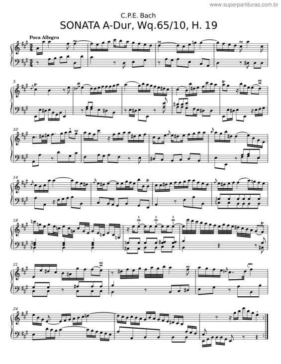 Partitura da música Allegretto Con Variazioni, H.65 – Carl Philipp Emanuel Bach