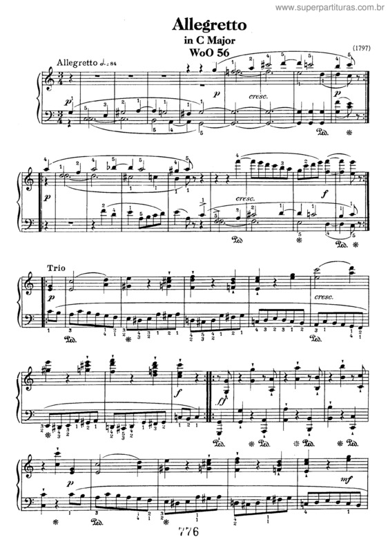 Partitura da música Allegretto for piano in C