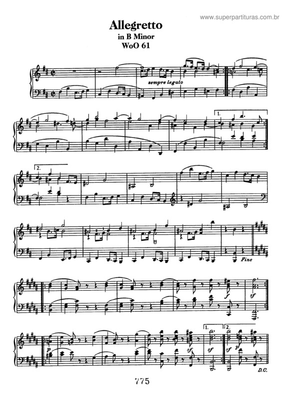 Partitura da música Allegretto in B