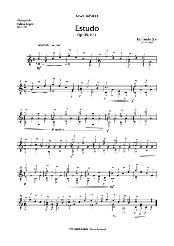 Partitura da música Allegretto Op. 35 Nr 1