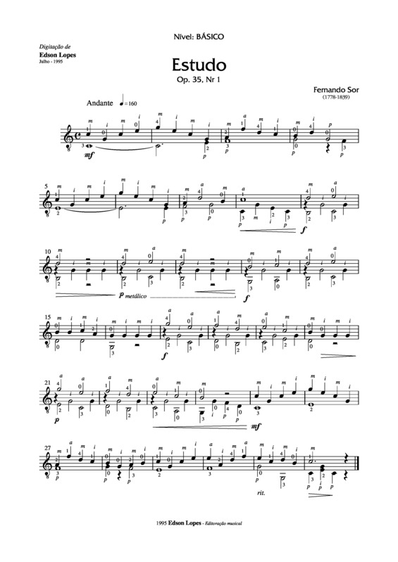 Partitura da música Allegretto Op. 35 Nr 1