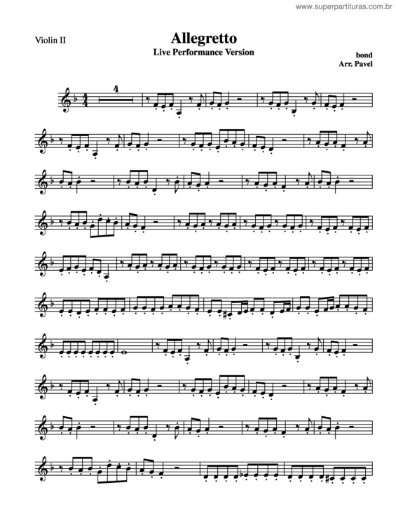 Partitura da música Allegretto v.2