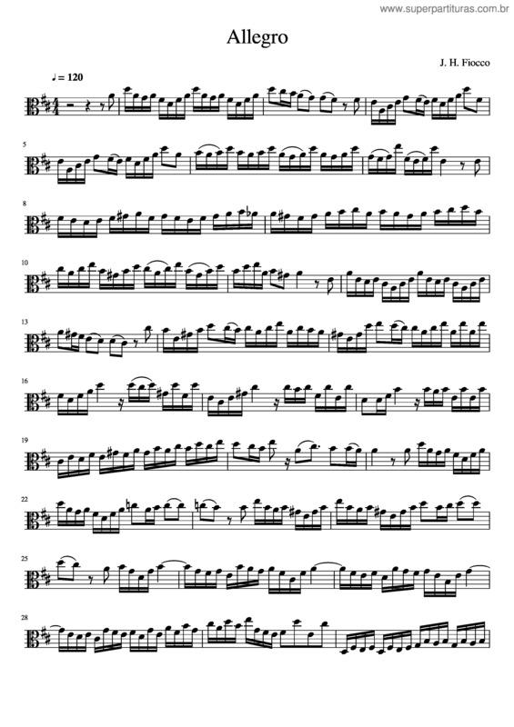 Partitura da música Allegro – J. H. Fiocco