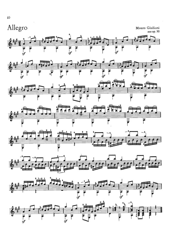 Partitura da música Allegro (Op 50)