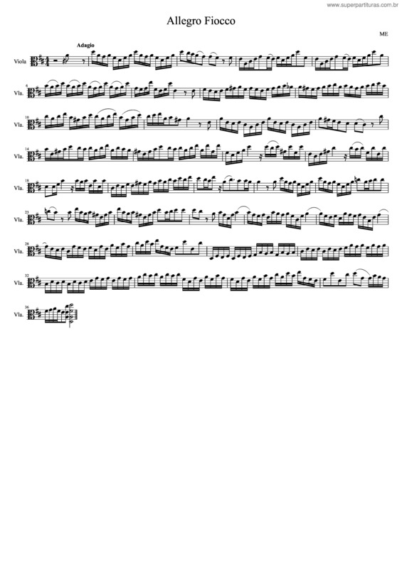 Partitura da música Allegro Fiocco Viola