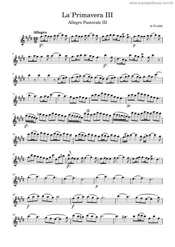 Partitura da música Allegro Iii From Spring Of The Four Seasons – Antonio Vivaldi
