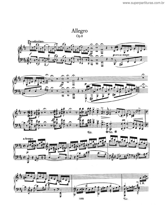 Partitura da música Allegro in B minor