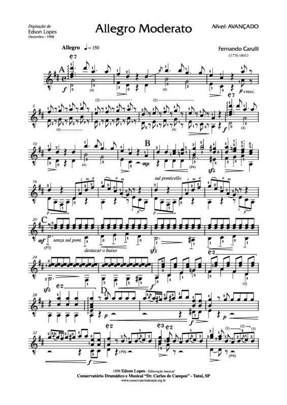 Partitura da música Allegro Moderato