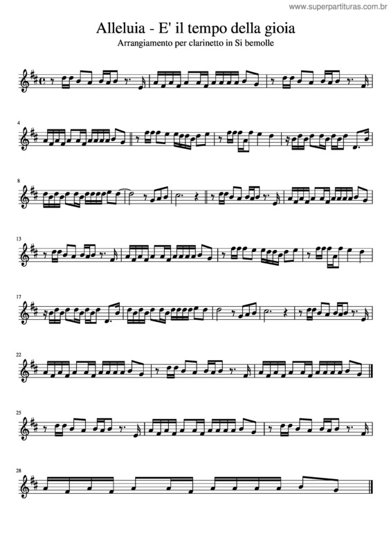 Partitura da música Alleluia – E` Il Tempo Della Gioia
