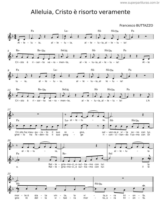 Partitura da música Alleluia, Cristo È Risorto Veramente – Francesco Buttazzo