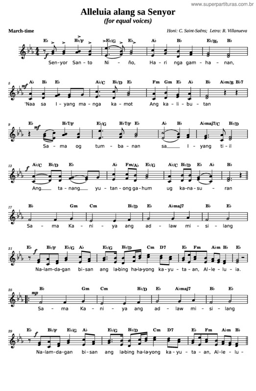 Partitura da música Alleluia Alang Sa Senyor Santo Niño – Rudy Villanueva
