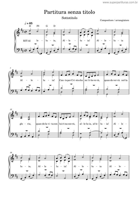 Partitura da música Alleluia Canto Per Cristo