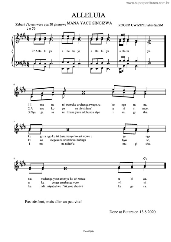 Partitura da música Alleluia v.6
