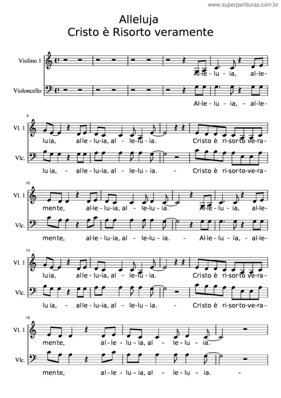 Partitura da música Alleluja Cristo È Risorto Veramente