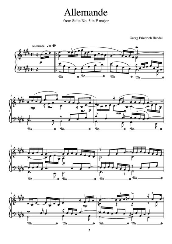 Partitura da música Allemande No 5