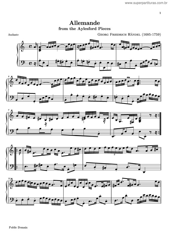 Partitura da música Allemande v.2