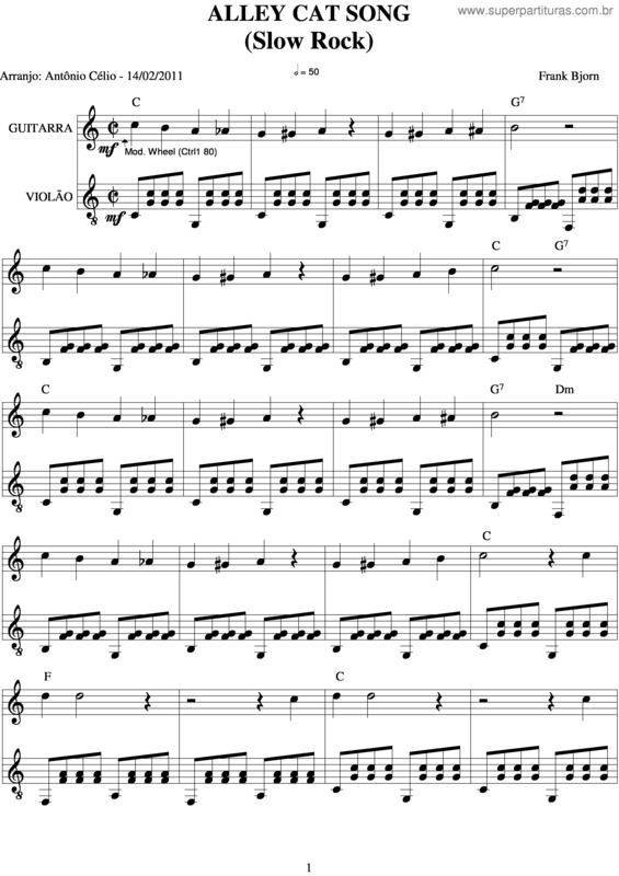 Partitura da música Alley Cat Song