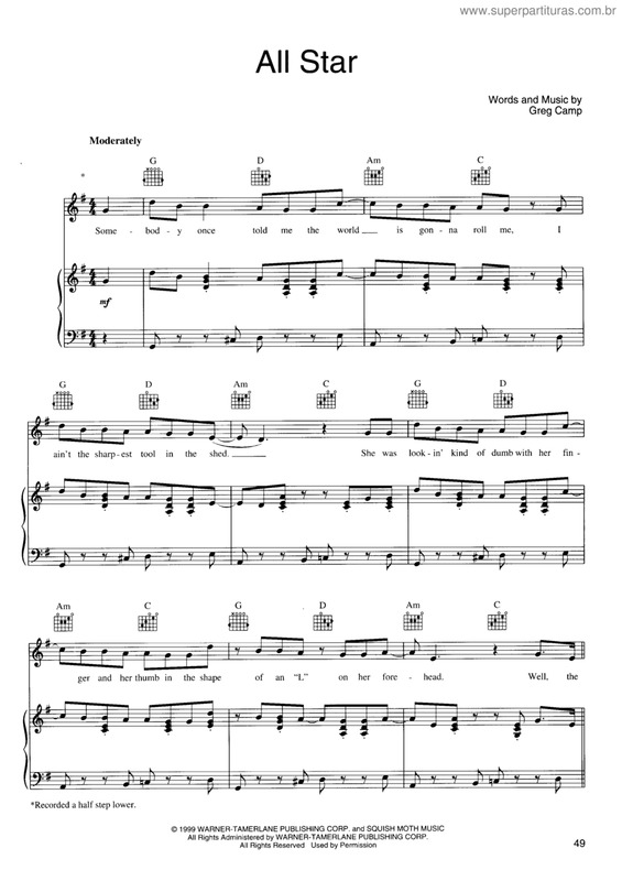 Partitura da música AllStar