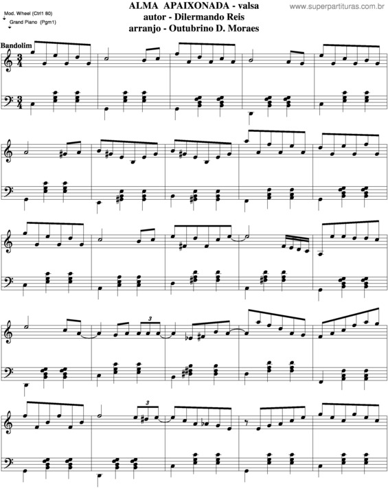 Partitura da música Alma Apaixonada v.2