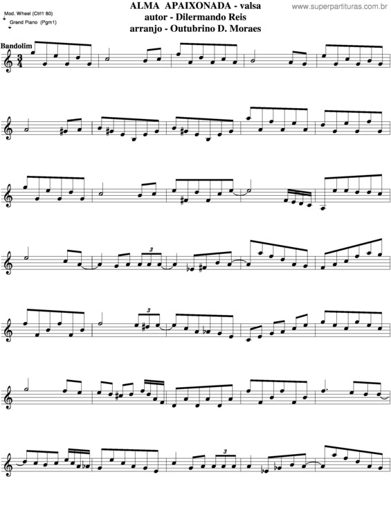 Partitura da música Alma Apaixonada v.3