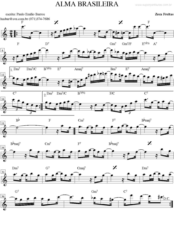 Partitura da música Alma Brasileira v.2