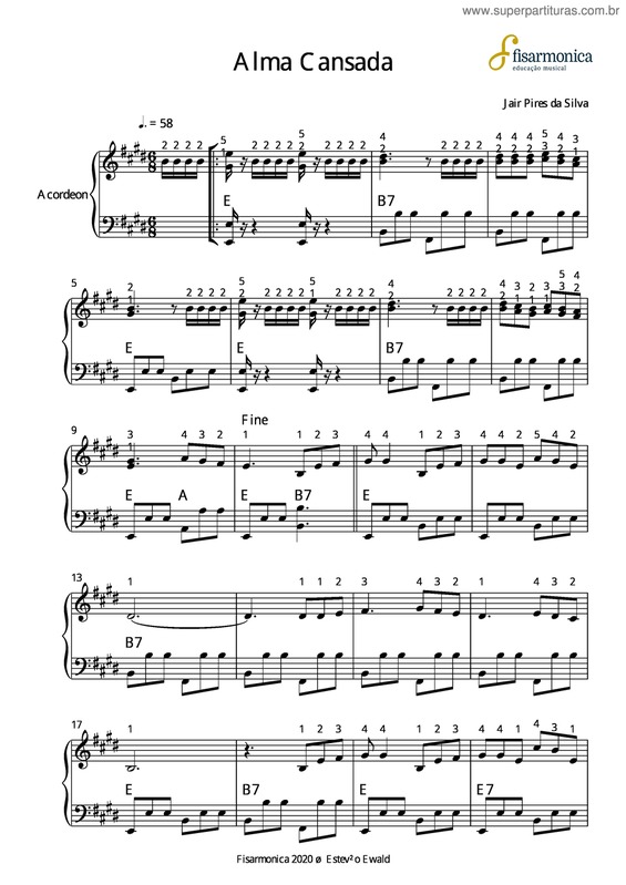 Partitura da música Alma Cansada v.2