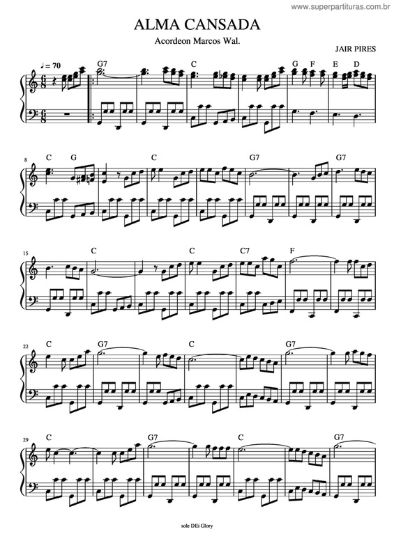 Partitura da música Alma Cansada