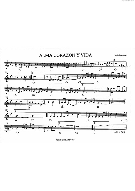 Partitura da música Alma Corazón Y Vida