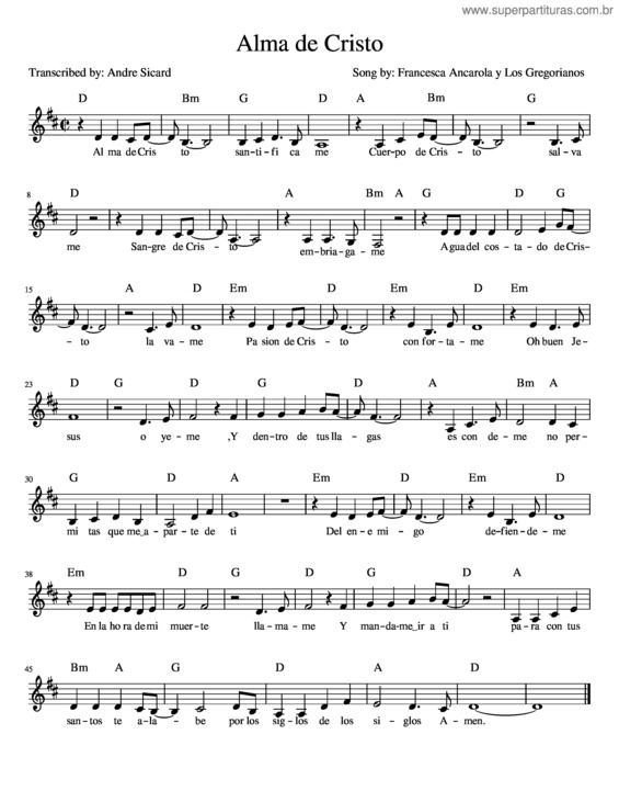 Partitura da música Alma De Cristo