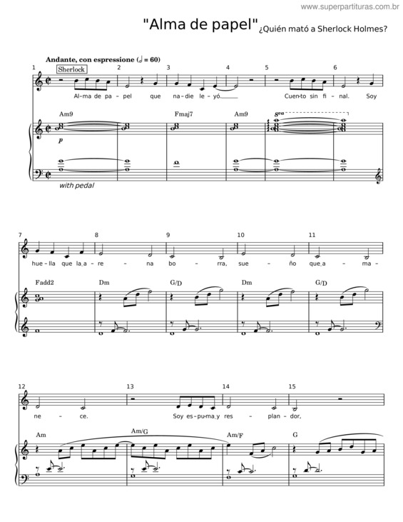 Partitura da música Alma De Papel
