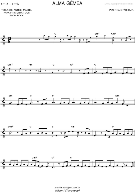 Partitura da música Alma Gêmea v.2